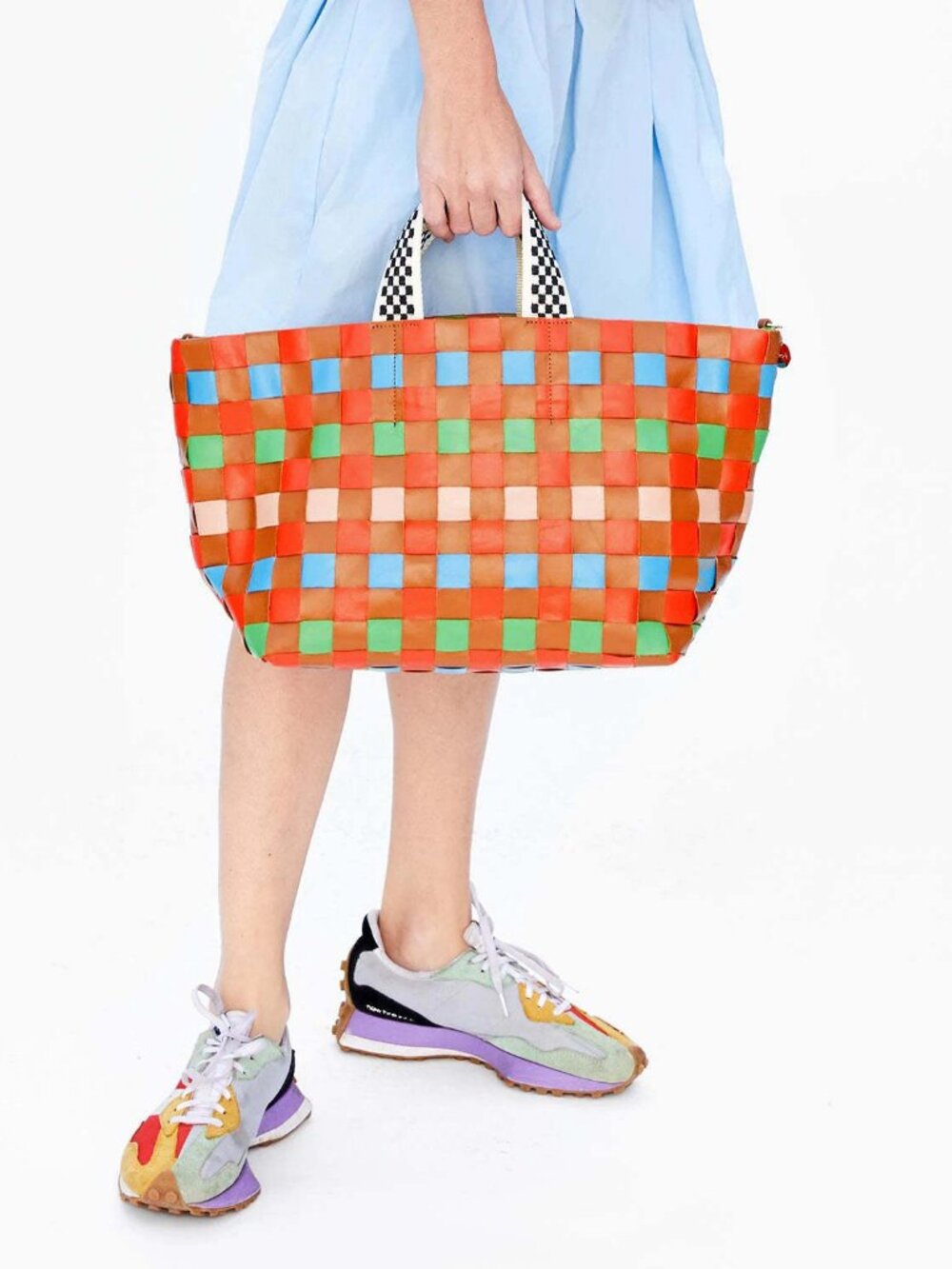 Clare V Bateau Tote in Oversized Multi Checkers